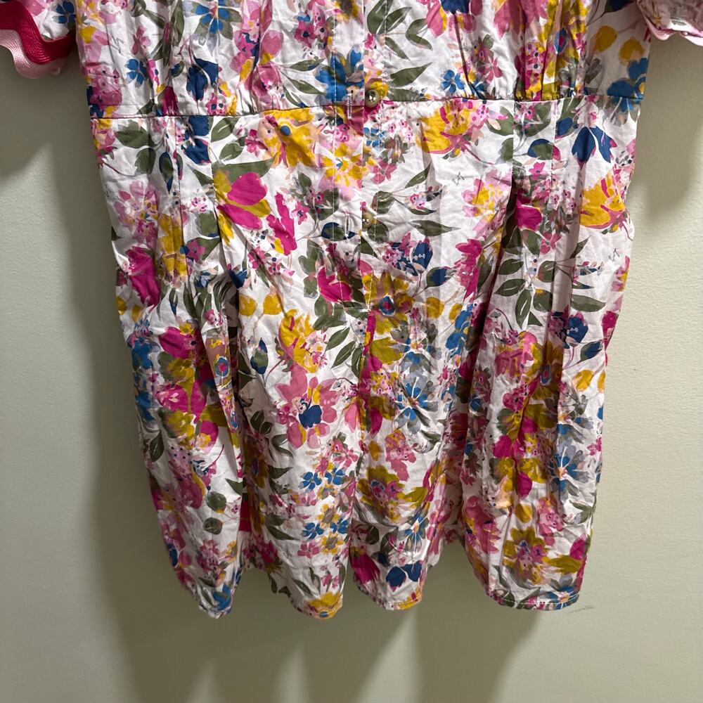 Entro Boutique | Preppy Summer Floral Ric Rac Trim Romper 100% Cotton Spring - Picture 5 of 13